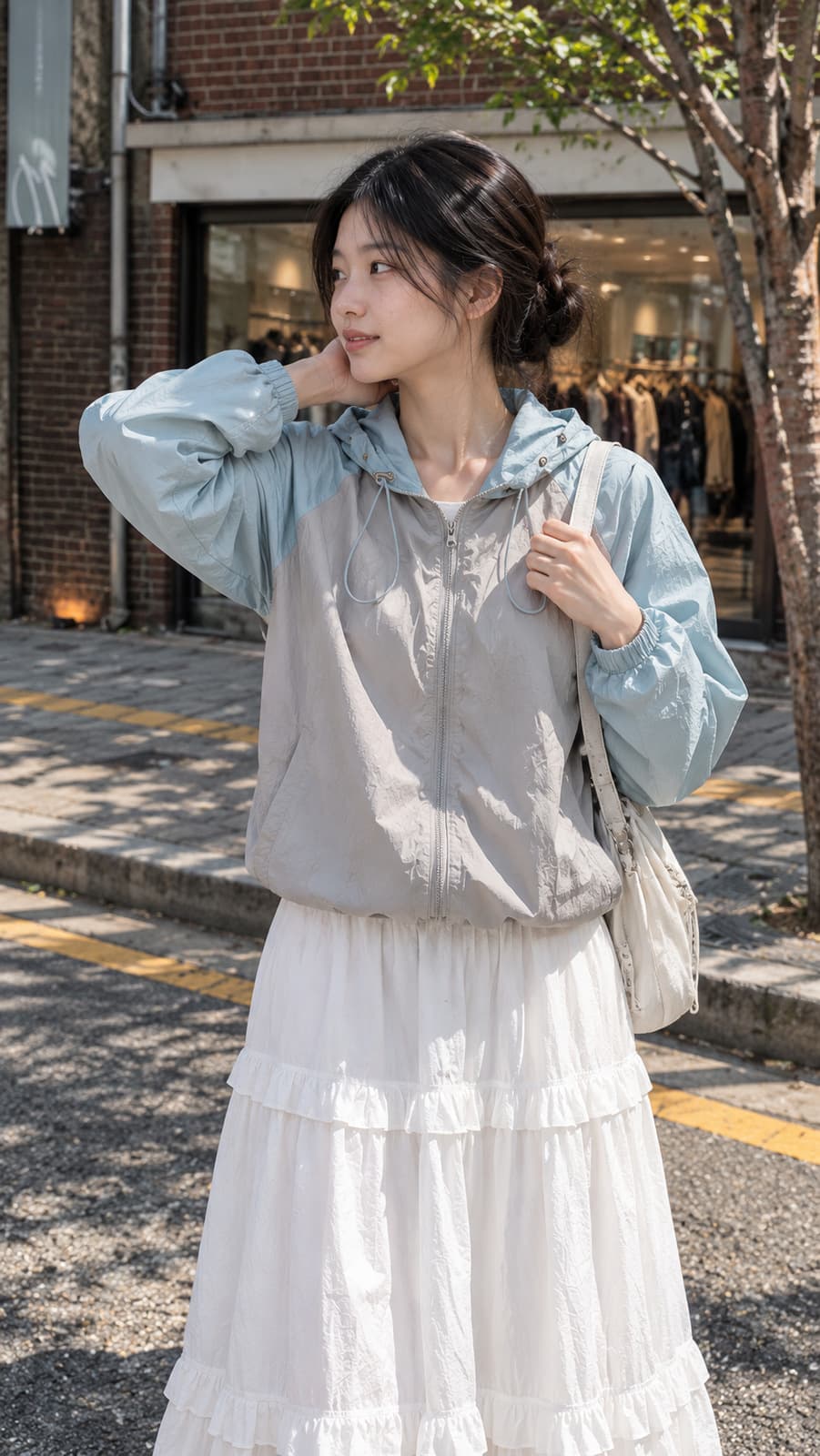 미니멀리스트 프레시 드로우 스트링 컬러 긴팔 경량 재킷