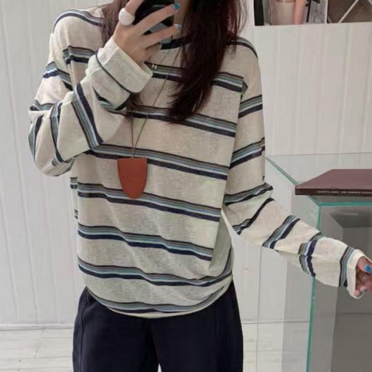 빈티지 단가라 스트라이프 티셔츠 롱슬리브 긴팔 루즈핏 오버핏 캐주얼